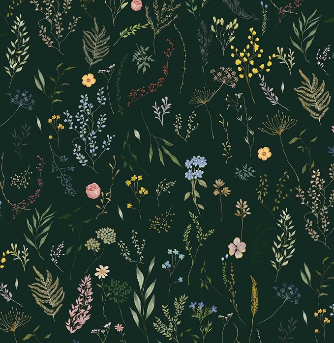 Dimoon 78.7"x16.1" Floral Peel and Stick Wallpaper Dark Green Smooth Contact Paper Flower Thicken Waterproof Green Leaf Self Adhesive Pomegranate Wallpaper Removable Shelf Liner Decal Vinyl Roll