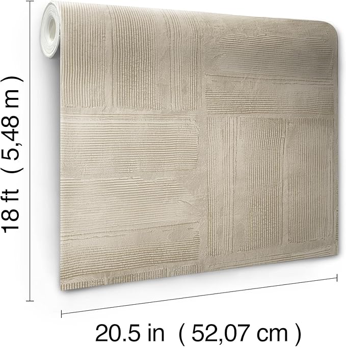 RoomMates Taupe Dimensional Square Plaster Peel and Stick Wallpaper, RMK12681PLW