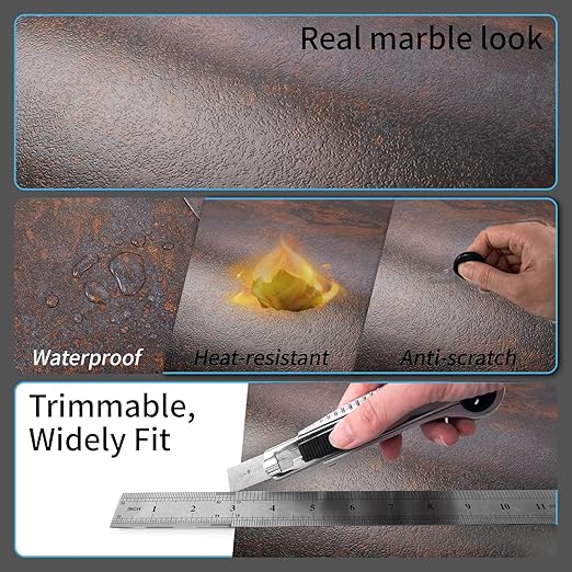 Art3d Peel and Stick Floor Tile, 30-Pack 12 x 12in. Covers 30 Sq.ft, Waterproof Vinyl Flooring Tiles Self Adhesive for Kitchen, Bathroom & Bedroom - Rust Granite