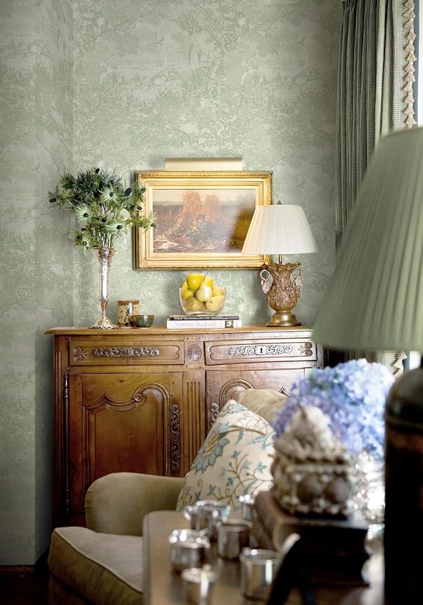 Peel and Stick Wallpaper Green Vintage Forest Animals Floral Wallpaper Removable Self-Adhesive Contact Paper for Bedroom Living Room Cabinets Decoration Thicken Vinyl 17.3”x78.7”