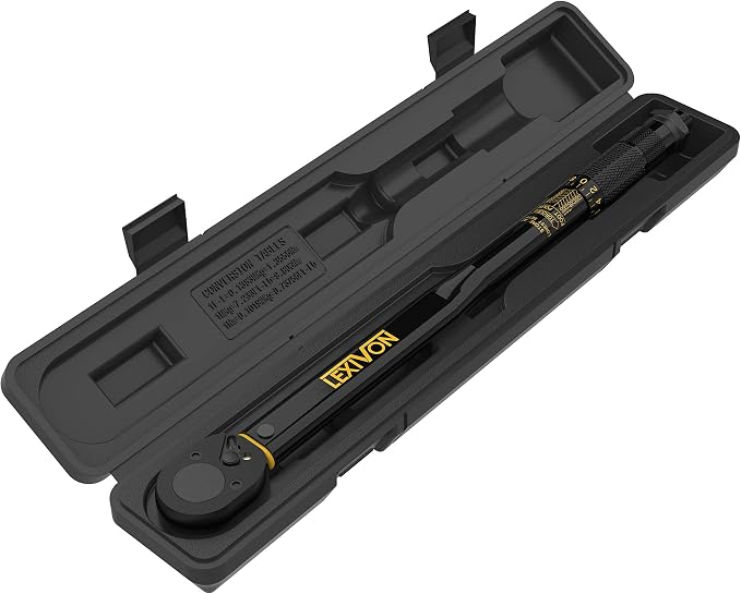 LEXIVON 1/2-Inch Drive Click Torque Wrench 10~150 Ft-Lb/13.6~203.5 Nm + Set of 1/2-Inch Flip Impact Socket, 6 Total Lug Nut Sizes