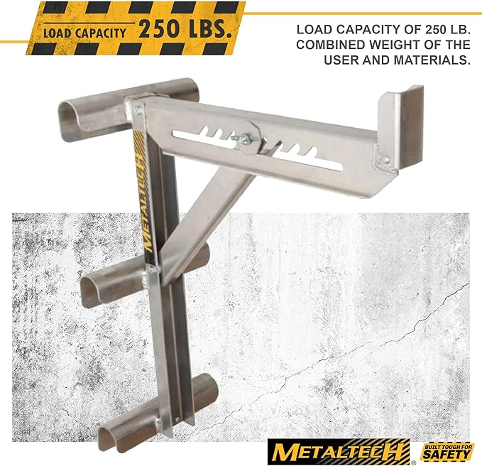 Metaltech 1 Unit 3-Rung Ladder Jack E-LJ30, Aluminum Jack for Scaffolding Extensions and Work Platforms, Scaffold, Masonry, Painting, Roofing Tool for Job Site and Home Improvement