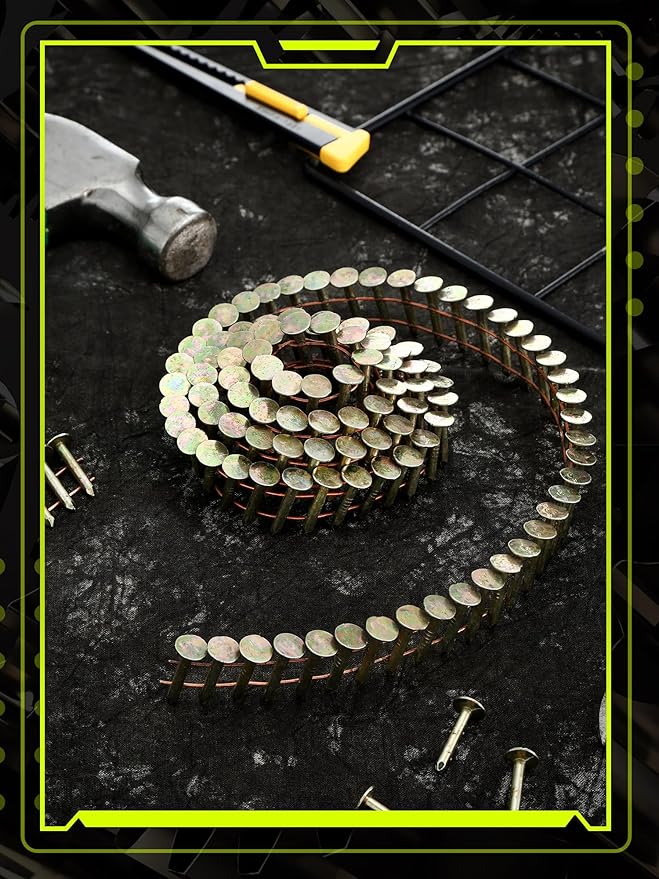 Sadnyy 7200 Count Coil Roofing Nails 3/4-1-1/4 in 15 Degree Coil Roofing Stainless Steel Siding Nails with Smooth Ring Shank for Roof Lathing Sheathing Material (3/4 inch x 0.12 inch)