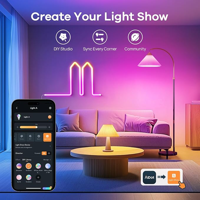 OREiN Matter Smart Light Bulb, A19 RGBTW Color Changing, 4 Pack with Remote | 800lm 60W Equivalent Alexa Light Bulbs Work with Alexa/Apple Home/ Google Home/SmartThings，E26 Base 2.4Ghz WiFi led Bulbs
