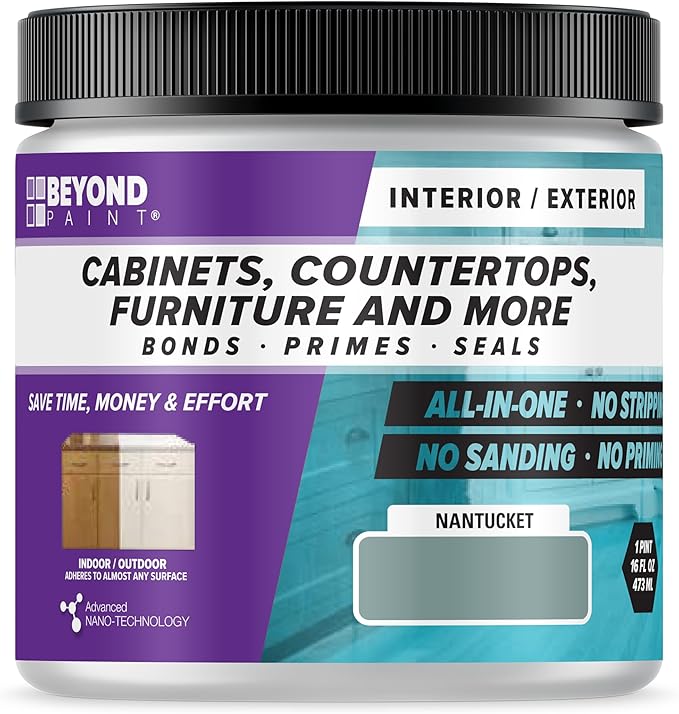 Beyond Paint All-in-One Refinishing Paint, No Sanding, Matte Finish for Cabinets, Countertops, Furniture and Doors, 1 Pint, Nantucket