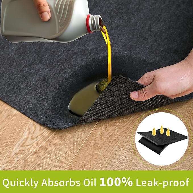 Oil Spill Mat - 96" x 60" Absorbent Oil Garage Floor Mat for Under Car - Protect Driveway from Drips, Spills, Stains, Reusable & Durable Garage Floor Protection Mat with Waterproof Backing