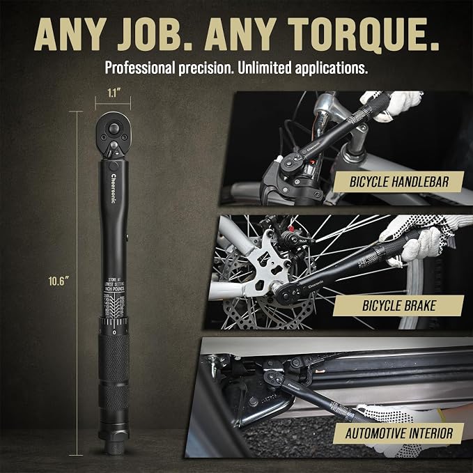 1/4 Torque Wrench 20-200 in-lb, Inch Pound Click Torque Wrench | Reinforced Steel Gears, Quick-Release Head, Non-Blurry Laser Markings, 98% Efficiency Patent, Pro Cr-V for Bike & Gunsmithing