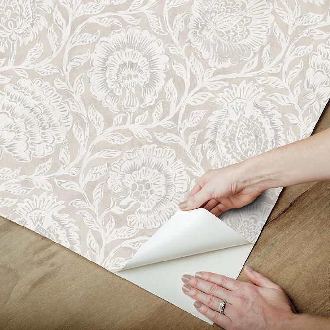 Nabela Noor Home NuWallpaper Aliviya Wheat Peel and Stick Wallpaper, NNS6507