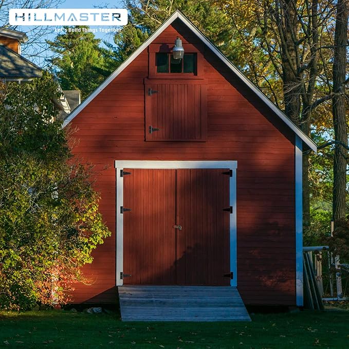 HILLMASTER 4 Inch T-Strap Hinges Heavy Duty Shed Door Hinges Gate Strap Hinges Black Tee Hinge Wrought Gate Hardware Small T Hinges for Wooden Fences,Shutter,Window,Barn,Outdoor Rustproof(6 Pack)
