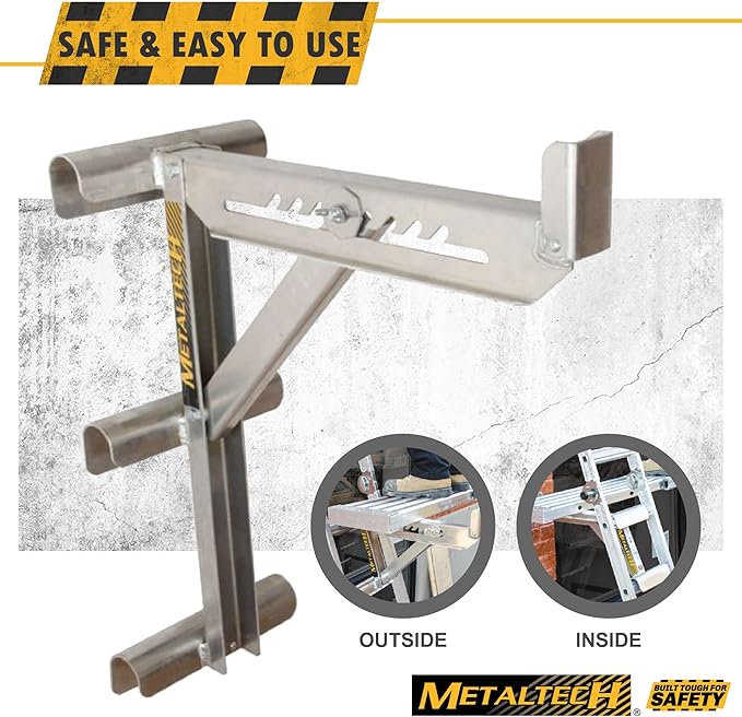 Metaltech 1 Unit 3-Rung Ladder Jack E-LJ30, Aluminum Jack for Scaffolding Extensions and Work Platforms, Scaffold, Masonry, Painting, Roofing Tool for Job Site and Home Improvement
