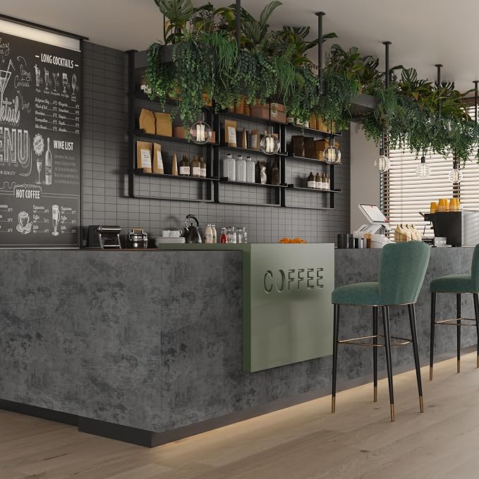 Dark Blue Concrete Textured Wallpaper Cement Wall Paper Peel Stick Modern | Extra Wide Industrial Temporary Wallpaper 48"x197" Removable Wall Covering for Bedroom Bathroom Living Room Apartments