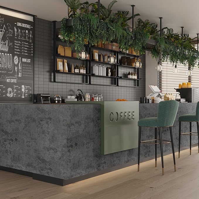Concrete Wallpaper Countertops Contact Paper Blue Grey Cement Wall Paper | Peel and Stick 31.5"x197" 3D Dark Industrial Style Waterproof Removable Self Adhesive Wall Covering for Bathroom Kitchen