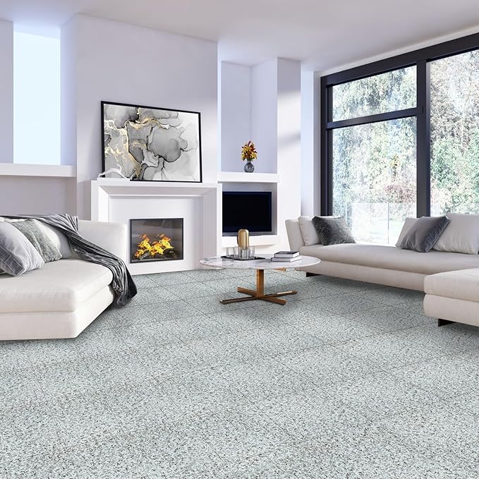 Nexus Self Adhesive 12-Inch Vinyl Floor Tiles, 20 Tiles - 12'' x 12'', Mineral Speckle - Peel & Stick, DIY Flooring for Kitchen, Dining Room, Bedrooms & Bathrooms by Achim Home Decor, Grey