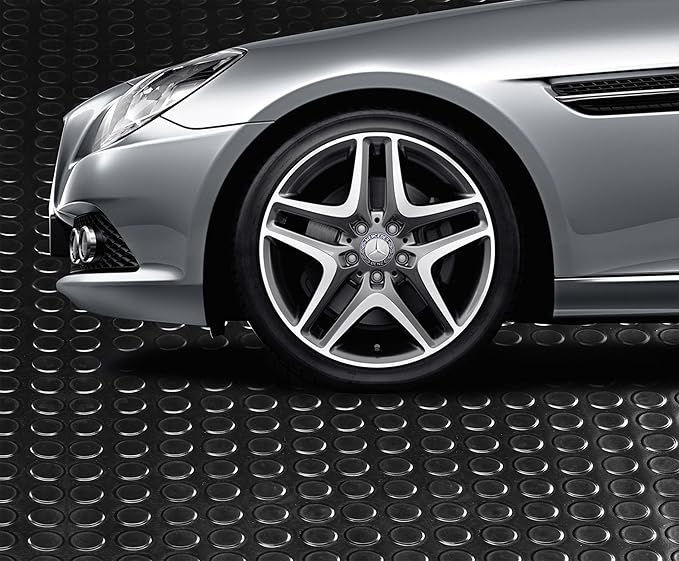 3mm Diamond-Plate Rubber Flooring Roll - Easy to Cut Waterproof Anti-Slip Mat, Heavy Duty Floor Protection for Garage, Gym, Stable, Basement, Kennel, 4' x 8'