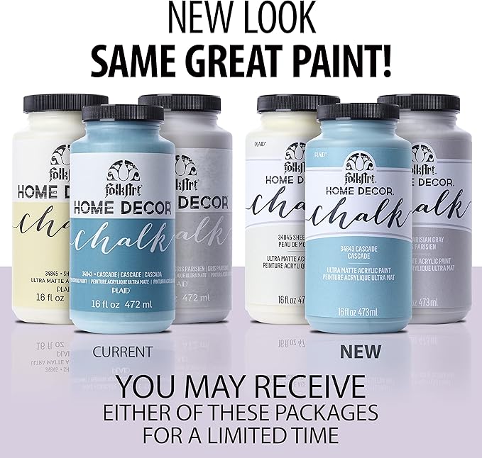 FolkArt Home Decor Chalk Furniture & Craft Paint in Assorted Colors, 16 ounce, White Adirondack,34846