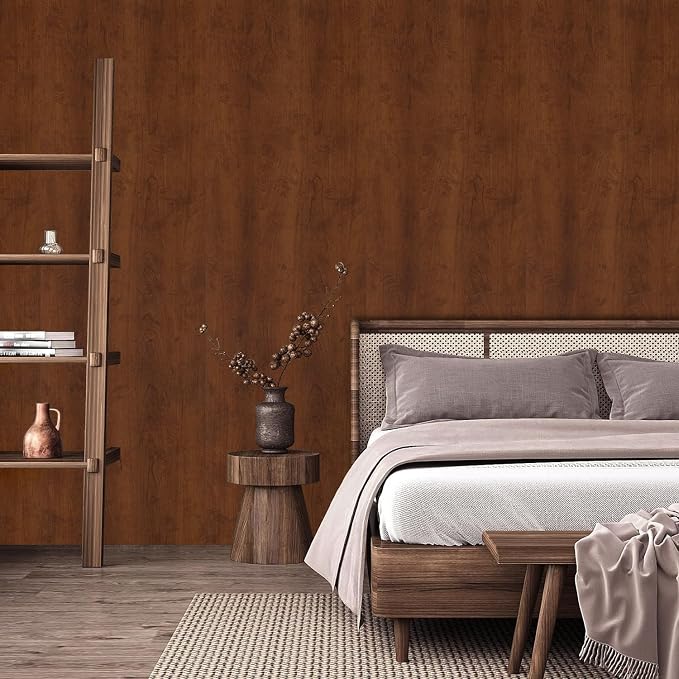 Wood Peel and Stick Wallpaper, Contact Paper for Classroom Home Decor | 11.8"x78.7" Self-Adhesive Medium Walnut Wood Plank Film, Farmhouse Decor for Bulletin Board Desk Cabinet & Home Renovation