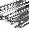 Metal Zip Ties 11.8inch 100pcs 304 Stainless Steel Cable Ties, Uv Resistant Heavy Duty Stainless Steel Zip Ties for Machinery, Exhaust Wrap, Farm, Pipe, Roof, Cable, and Outdoor Fence