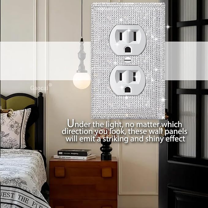 Silver Shiny Rhinestones Wall Plates Light Switch Cover Plate Decorative Wall Plate Single Toggle Outlets Covers Durable Switch Covers