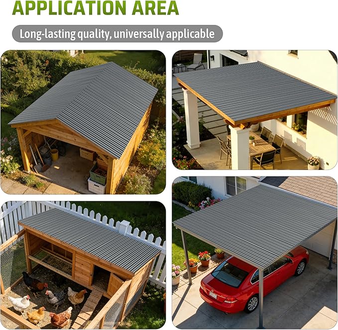 Metal Roof Panels 25Pcs 60.6×20.5 Inches with Screws, Corrugated Tin Roofing Panels Waterproof,Steel Wall Panel Siding Panels Sheets for Garages Sheds Chicken Coop Stables and Mobile Homes,Grey