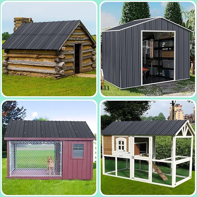 Metal Roofing Panels - Corrugated Galvanized Roof Panels 10 Pcs Waterproof Siding Panels for Outdoor House Storage Patio Garages Sheds