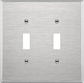 ENERLITES Toggle Light Switch Metal Midway Wall Plate, Corrosion Resistant, Mid-Size 2-Gang 4.88" x 4.92", UL Listed, 7712M, 430 Stainless Steel, Silver