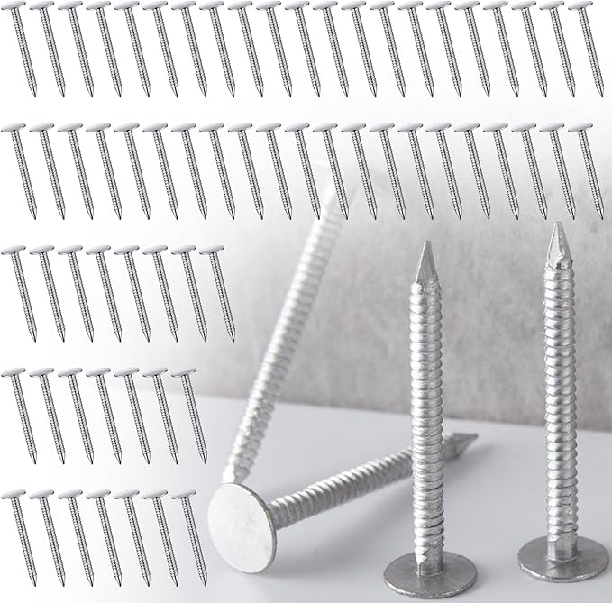 Tandefio 250 Pcs Aluminum Siding Nails 1-3/4 Inch Metal Aluminum Roofing Siding and Panel Nails to Fasten Roofing Felt Wood Decking Insulation Board