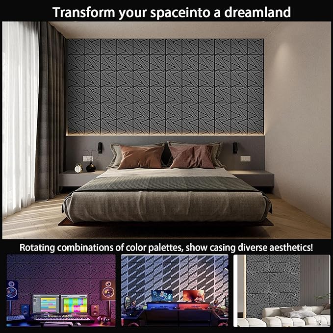 【20 Pack】 Acoustic Panels Self-Adhesive (0.4" Thick | 0.8lb/ft³ Medium Density) - 12x12 Soundproof Foam Tiles for Home Office/Wall Sound Absorption, Noise Reduction Panels Studio Use - Gray