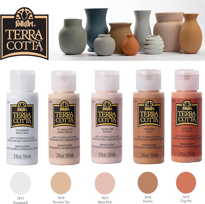 FolkArt Terra Cotta Acrylic Paint Set of 5, Essentials 2 fl oz Assorted Matte Finish Colors For Painting, Drawing & Art Supplies, DIY Arts And Crafts Acrylic Paint For Kids And Adults, 44506