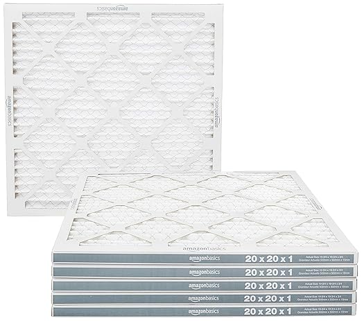 Amazon Basics 20x20x1 Air Filter 6-Pack, MERV 11 AC Furnace Filters, Dust, Pet, Allergy Control, Electrostatic (Actual Size: 19.75 x 19.75 x .75)