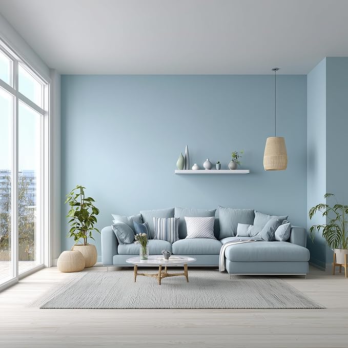 EVOLVE Paint & Primer: Environment-friendly, Low Sheen with One-coat Coverage for Interior & Exterior surfaces (Sky Blue, 1-Gallon)