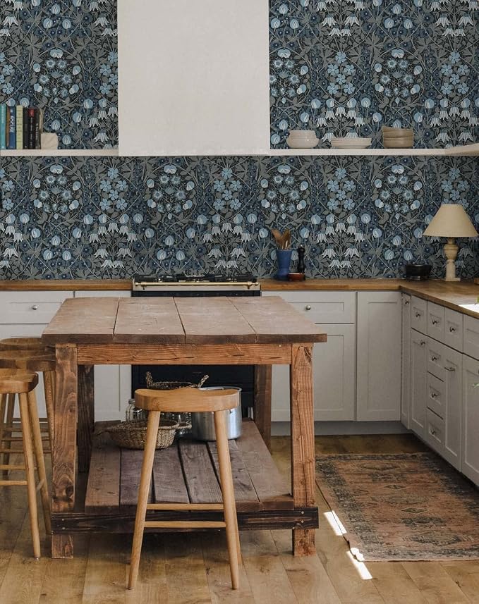 NextWall Tulip Garden Floral Peel and Stick Wallpaper (Bluestone)