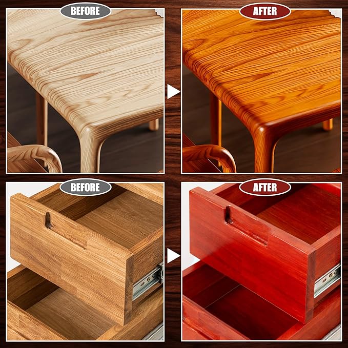 Water Based Wood Stain - Teak | Wood Varnish for Indoor ＆ Outdoor Furniture, Wardrobe, Cabinets, Doors, Low Odor ＆ Non-Toxic, Fast Drying, Multiple Classical Finishes - 8.5fl.oz / 250ml