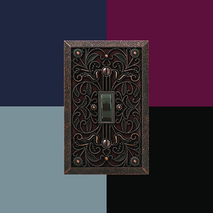 Amerelle 65TDB Filigree Wallplate, 1 Toggle, Cast Metal, Aged Bronze, 1-Pack