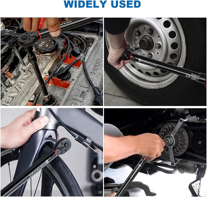 3/8" Click Torque Wrench, 10-110 ft-lb, for Lug Nuts & Spark Plugs | ±3% Accuracy, 13.6-149.2Nm, Dual-Direction 72-Tooth Ratchet, Click Alert, for Engine, Suspension, Motorcycle & Car Repair