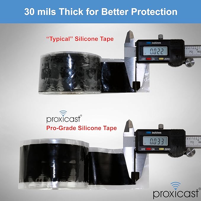 Proxicast Pro-Grade Extra Strong 30mil Weatherproof Self-Fusing Silicone Rubber Sealing Tape for Outdoor Antenna Coax & Electrical Cables, Hose/Pipe Leaks & Emergency Repairs (1.5" x 15' roll) - Grey