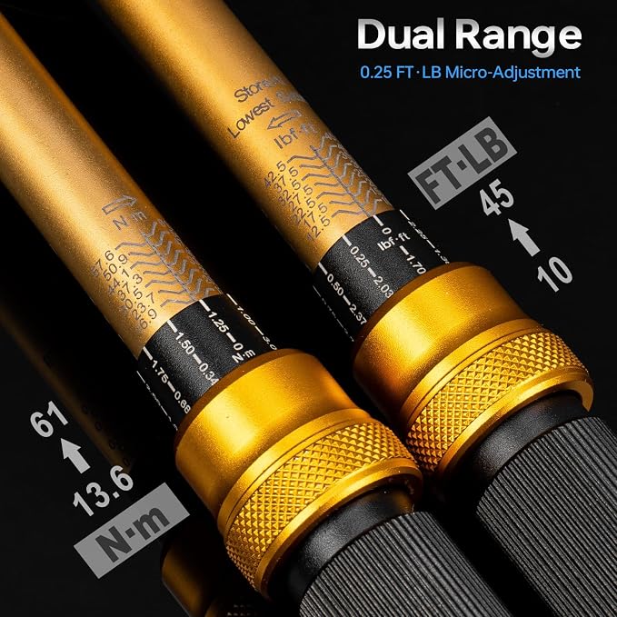 3/8-Inch Drive Torque Wrench Set, 5-50 FT.LB(6.8-67.8 Nm), Magnetic Spark Plug Socket Set, 12-Point Sockets 14mm & 16mm, Spark Plug Gap Tool, ±3% Accuracy, 72-Tooth Torque Wrench for Motor, Car Repair