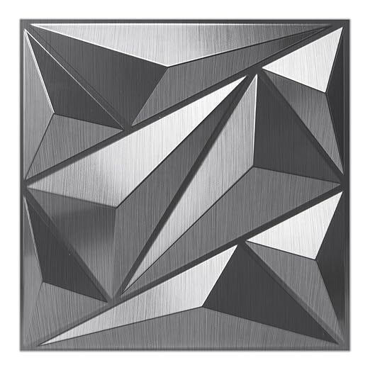 33 Pack 3D Wall Panel Diamond for Interior Wall Décor, PVC Textured Wall Panels, 12''x12'' Cover 32.Sq.Ft. Silver