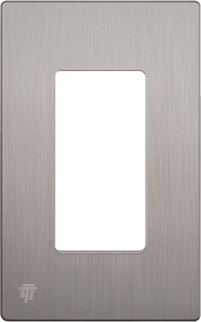 ENERLITES Elite Series Screwless Decorator Wall Plate Child Safe Outlet Cover, Gloss Finish, Size 1-Gang 4.68" H x 2.93" L, Unbreakable Polycarbonate Thermoplastic, SI8831-BNK, Brushed Nickel