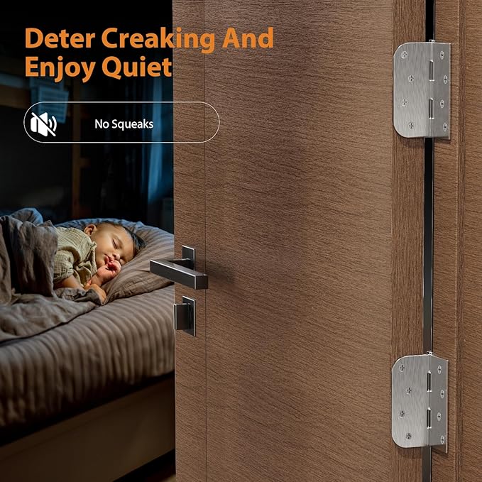 18 Pack Brushed Nickel Door Hinges, 4 Inch Exterior Door Hinges with Square & 5/8" Radius, 4 in Satin Nickel Heavy Duty Residential Front and Back Hinges, Removable Pin & No Squeaks