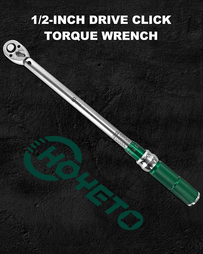 1/2" Drive 1Pc Click Torque Wrench Set, 14.75-154.8 ft.lb / 20-210 Nm