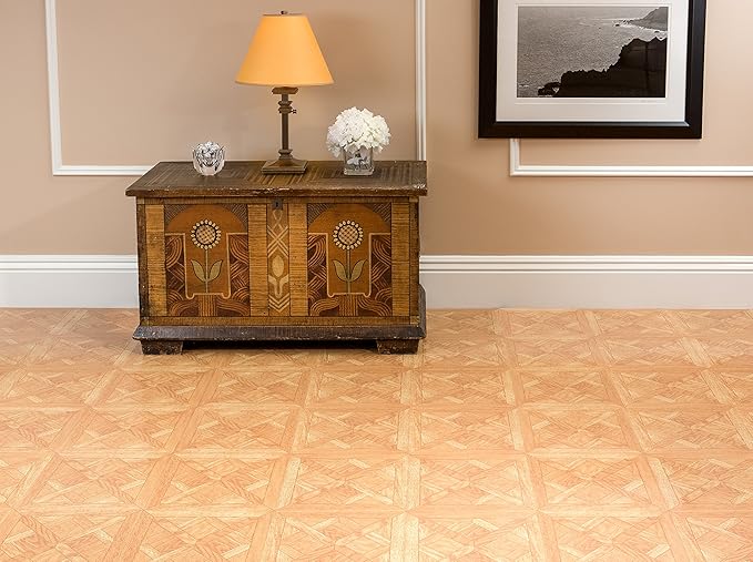 Nexus Self Adhesive 12-Inch Vinyl Floor Tiles, 20 Tiles - 12" x 12", Classic Parquet Oak Slate Pattern - Peel & Stick, DIY Flooring for Kitchen, Dining Room, Bedrooms & Bathrooms by Achim Home Decor