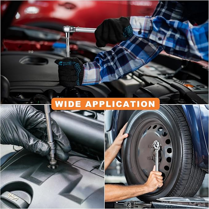 AEROFORCE 14PCS 3/8-Inch Drive Swivel Magnetic Spark Plug Socket Set with 3/8" Torque Wrench (5-45 Lb.ft/6.8-61.2 Nm), Universal Joint & Extension Bar - Durable CR-V Steel for Easy Spark Plug Removal