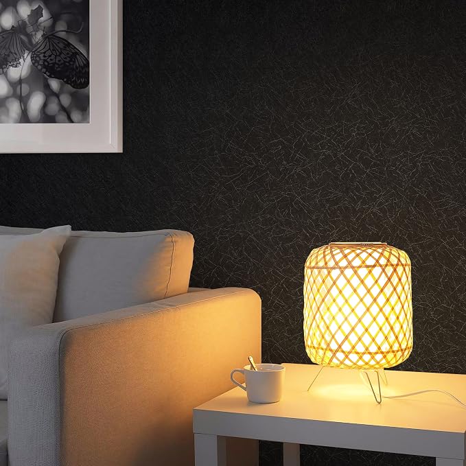Safiyya Contact Paper Black Silk Wallpaper Textured Peel and Stick Wallpaper Removable Wall Paper Embossed Self Adhesive for Walls Vinyl Rolls 17.3 inch X 78.7 inch