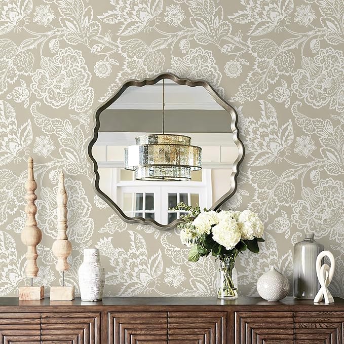 Hopepak 17.3"×197" Vintage Floral Peel and Stick Wallpaper for Bedroom Bathroom Botanical Contact Paper Retro Self - Adhesive Removable Waterproof Wall Paper Decor Easy DIY Home Upgrade