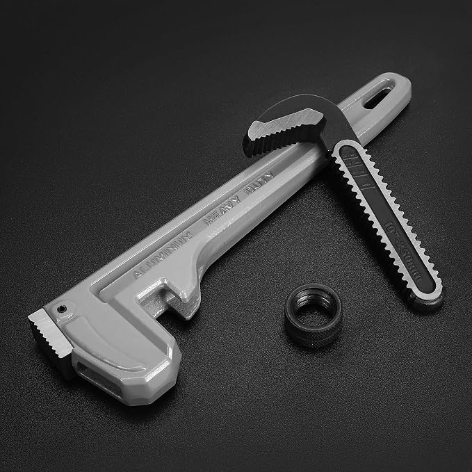 DURATECH 10-inch Aluminum Straight Pipe Wrench, Adjustable Plumbing Wrench | Heavy Duty,Drop Forged, Exceed GGG standard