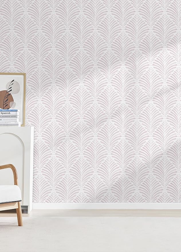 Safiyya Peel and Stick Wallpaper Boho Contact Paper 17.3"x196" Pink Geometric Modern Wall Paper Self Adhesive Removable Wallpaper for Bedroom Vinyl Rolls