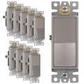 ENERLITES Elite Series Decorator Rocker Light Switch, 15A 120V/277V, Gloss Finish, Single Pole, 3 Wire, Grounding Screw, Residential Grade, UL Listed, 91150-NK-10PCS, Nickel Color (10 Pack)