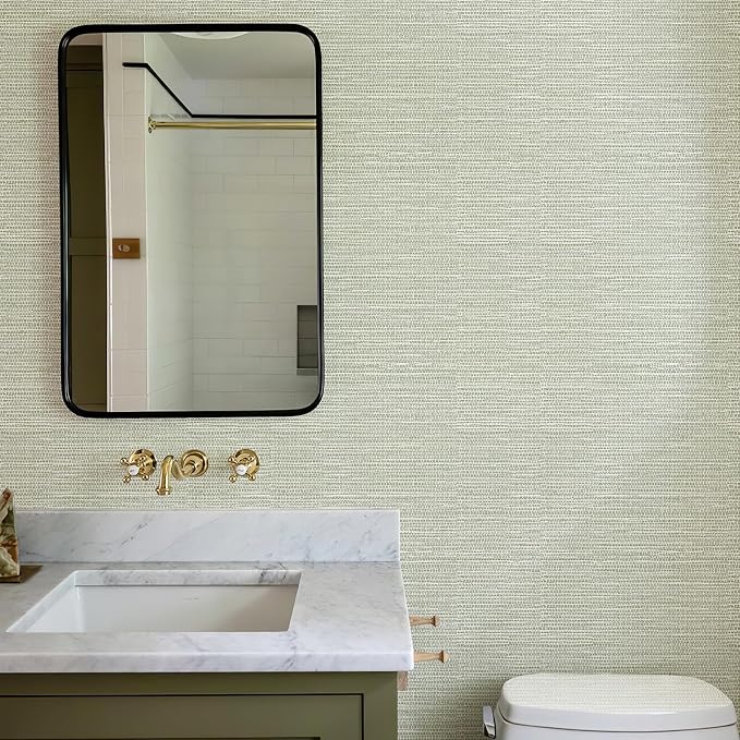 Simon&Siff Textured Grasscloth Peel and Stick Wallpaper 17.7"x1200" Neutral Faux Grassweave Wallpaper Waterproof Self Adhesive Removable Wallpaper Mural for Home Decor Bedroom Kitchen Cabinet