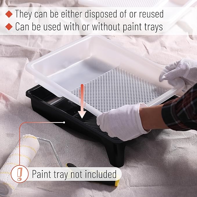 Bates- Paint Tray Liner, 4" and 9", 20 Pack, Clear 4" and White 9", Plastic Disposable Paint Tray for Painting Walls