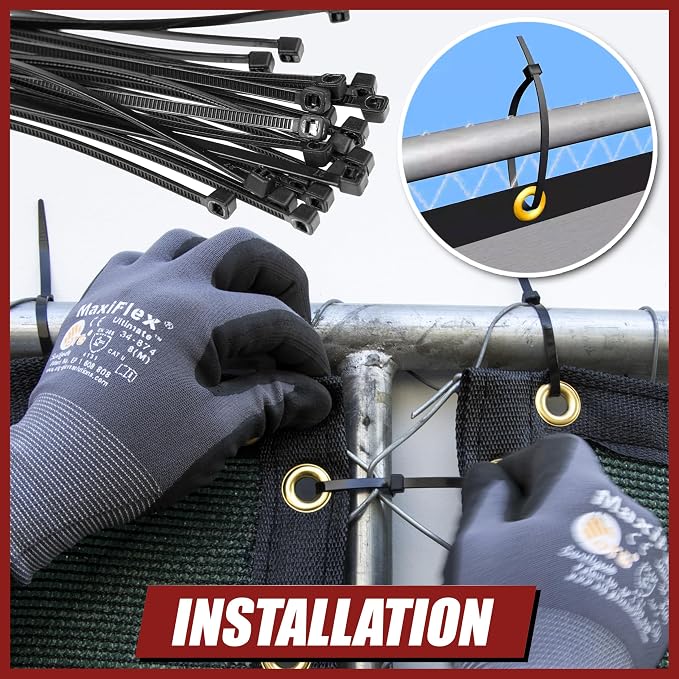 Amgo Custom Made 8' x 70' Green Fence Privacy Screen Windscreen with Bindings & Grommets, Heavy Duty for Commercial and Residential, 90% Blockage, Cable Zip Ties Included (We Customize)